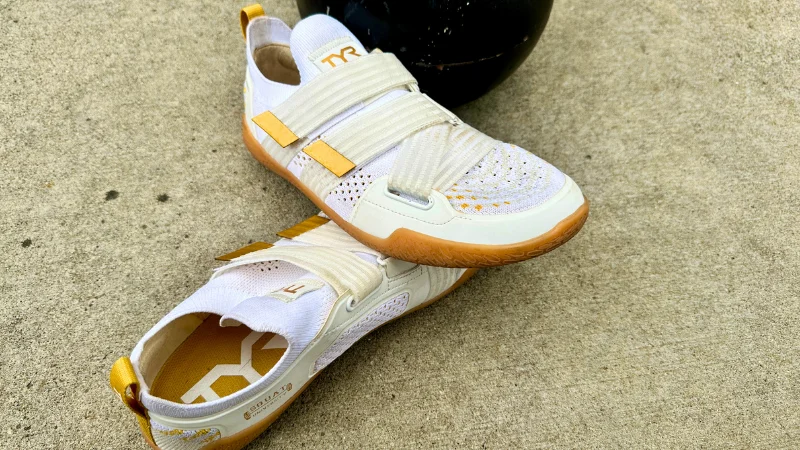 A pair of TYR DZ-1 DropZero Barefoot Trainer gym shoes