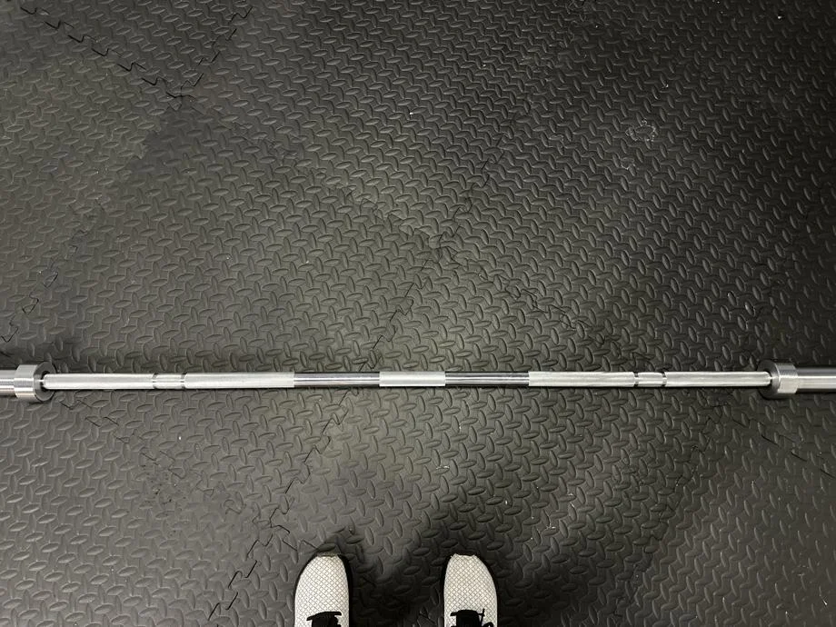 Looking down at the Bells of Steel Olympic Weightlifting Bar