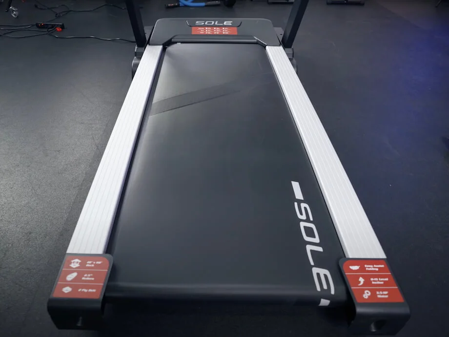 The Sole F80 features a large, cushioned running deck that measures 22 inches wide and 60 inches long