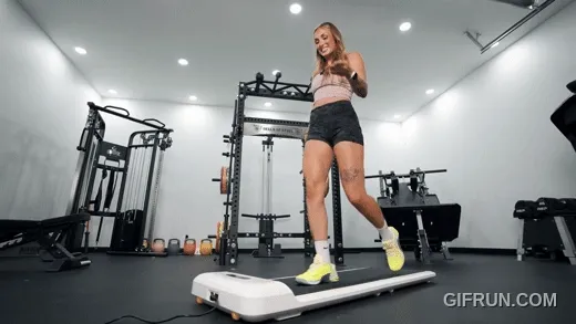 Our tester walking on the WalkingPad C2 Folding Treadmill.