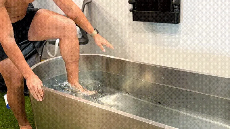 An animation of a person plunging into a Polar Monkeys Cyber Tub