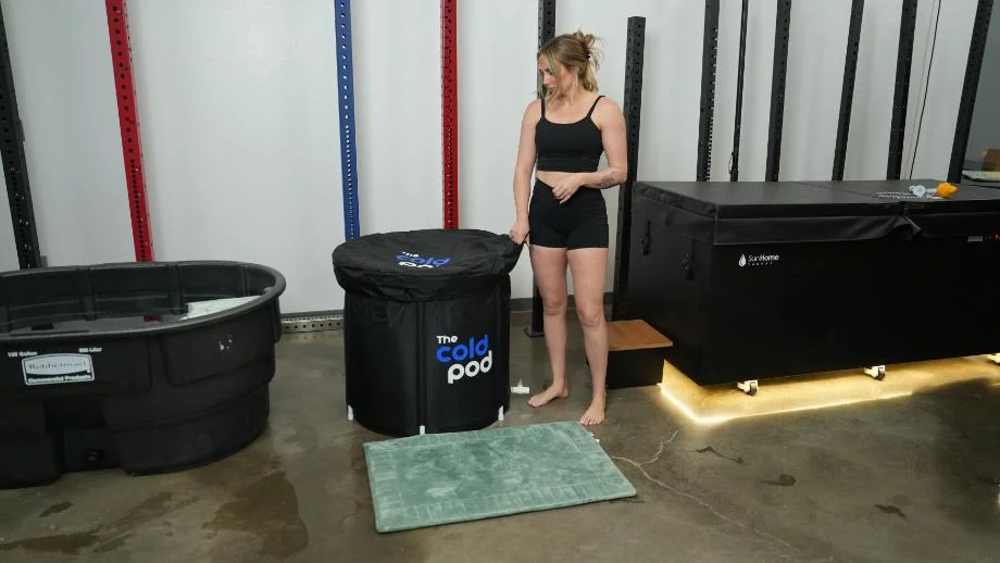 Woman standing next to The Cold Pod