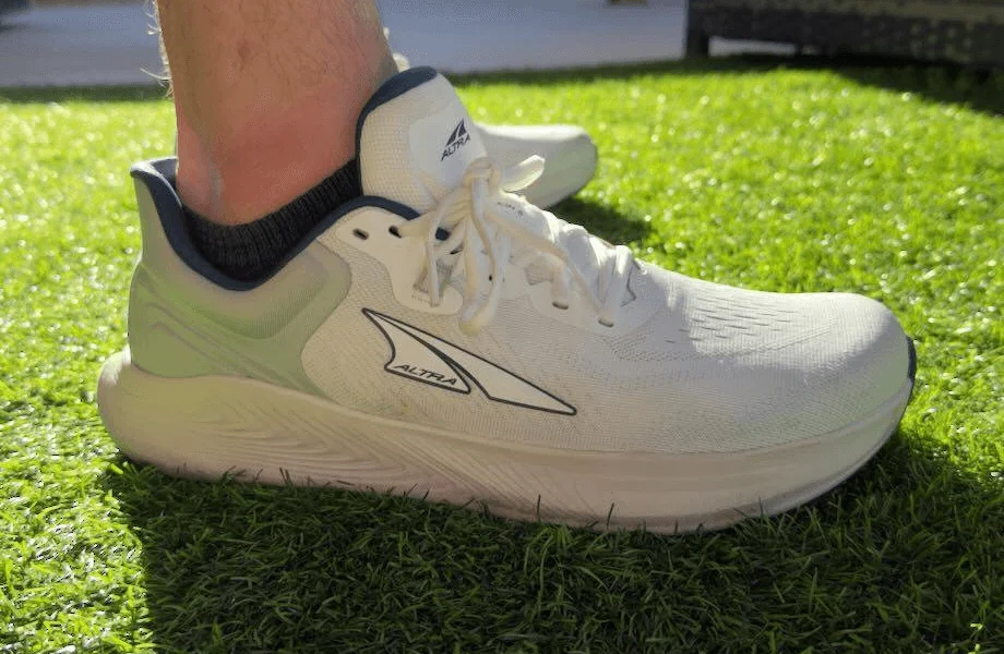 Our tester wearing a pair of Altra Provision 8 running shoes