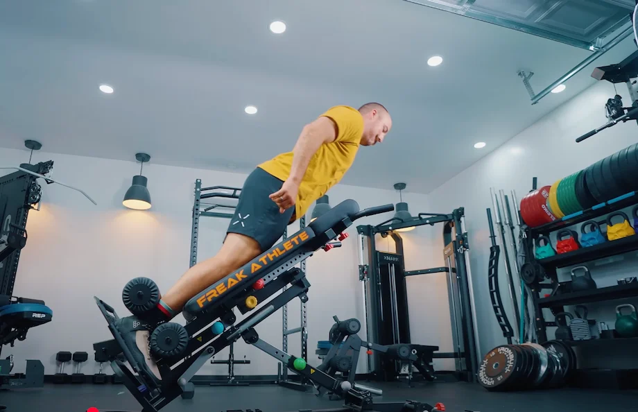 Coop performs Nordic Curls on the Freak Athlete Hyper Pro