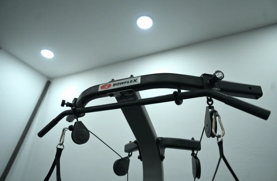 The overhead cables and storage rack of the Bowflex Xtreme 2 SE Home Gym