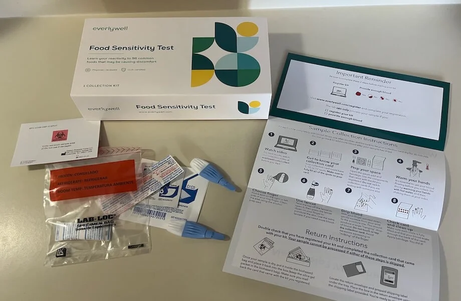 Our tester unboxing the contents of their Everlywell Food Sensitivity Panel
