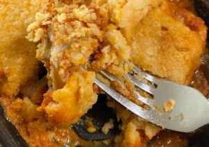 epicured lasagna on fork