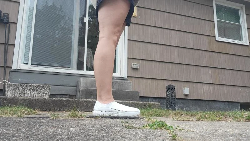 Side view of a person wearing Stand+ AntiGrav 1 recovery shoes.