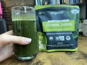 organifi green juice in a glass 2