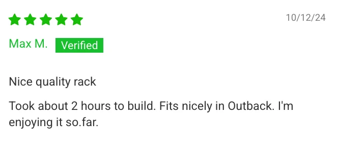 A screenshot showing a verified review of the Giant Lifting Garage Gym 2.0 With Lat/Low Row