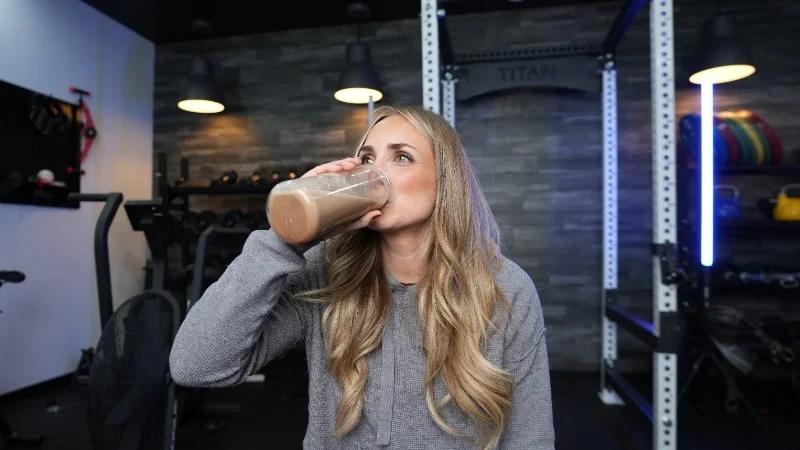 drinking transparent labs whey protein mixed