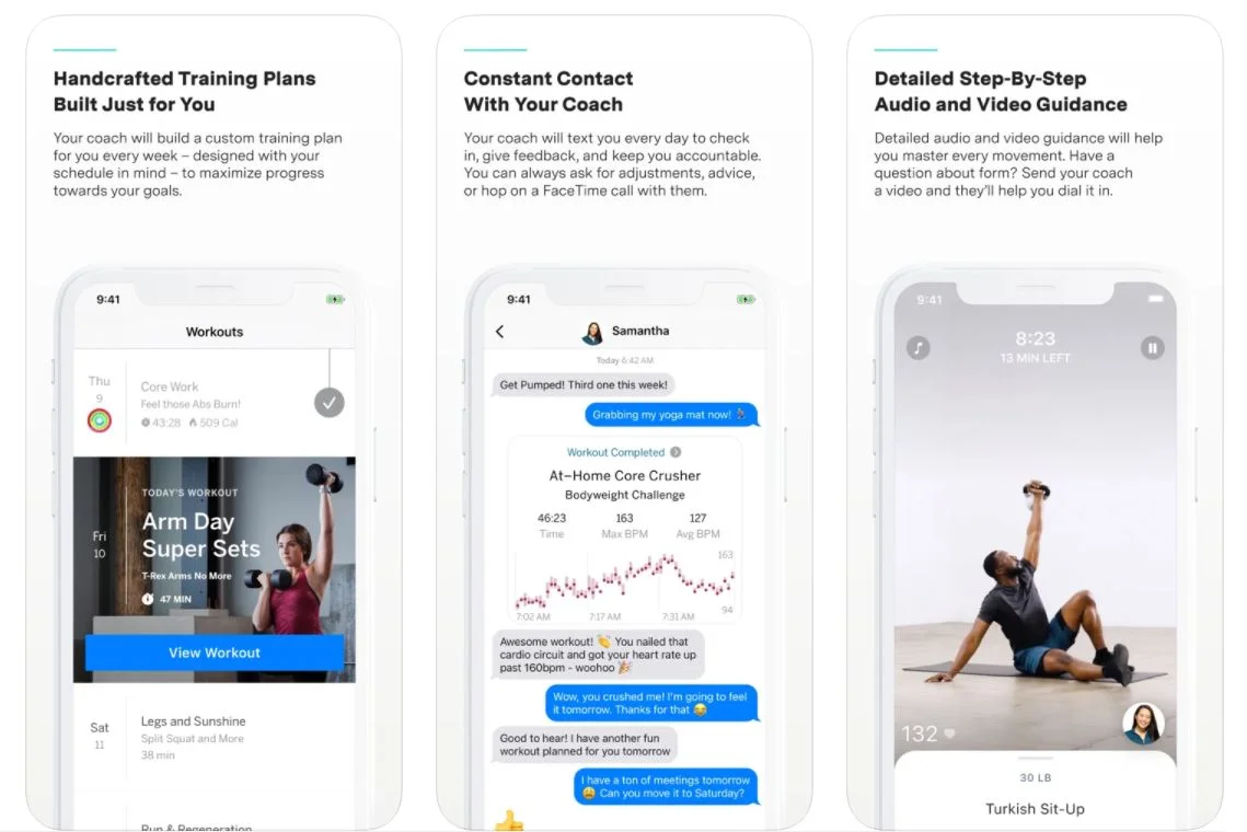 future fitness app screenshots