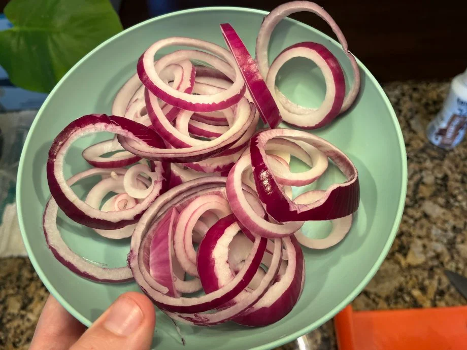 Fresh red onions from Martha and Marley Spoon.