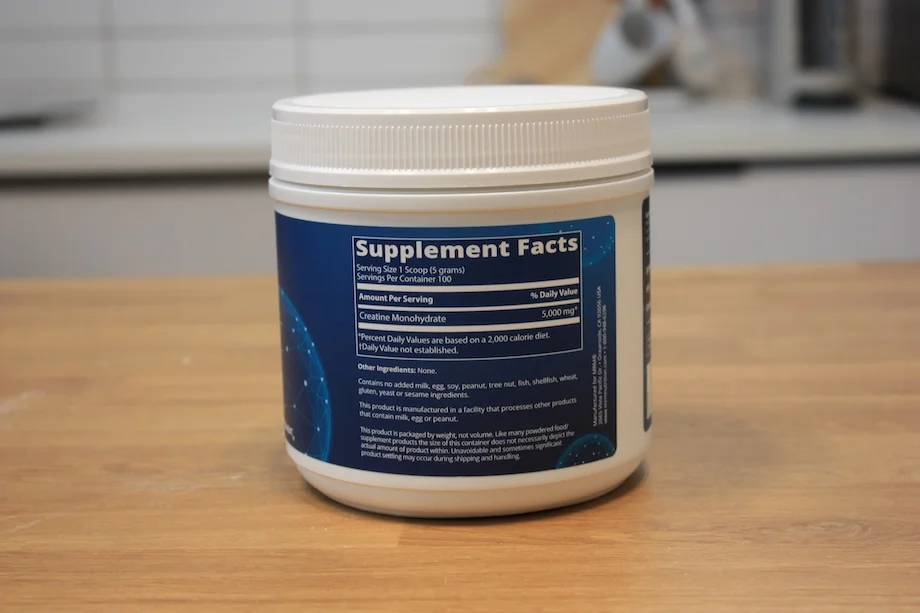 Supplement facts label on MRM Nutrition Creatine