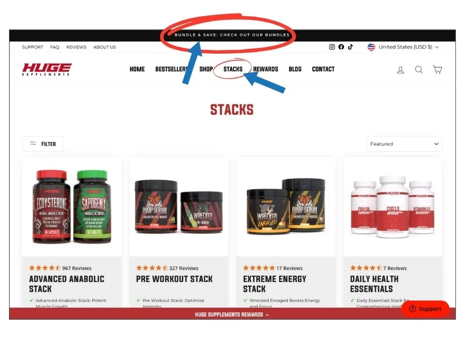 huge supplements discount code stacks