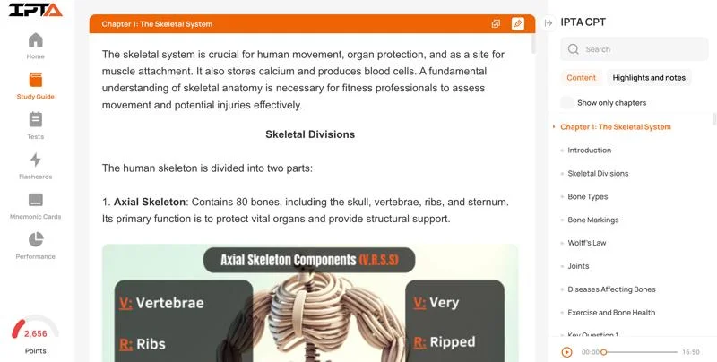 Screenshot of a study guide to help study for IPTA CPT Certification