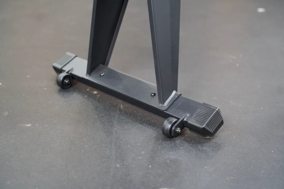 An image of the transport wheels on the Yosuda Dragonfly rower