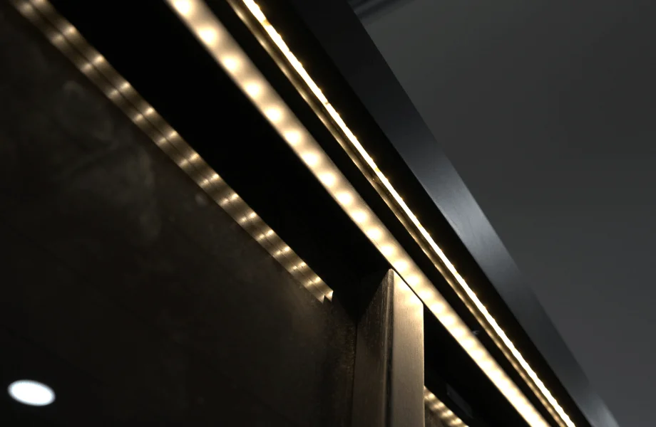 The exterior lighting featured on the Sun Home Equinox infrared sauna