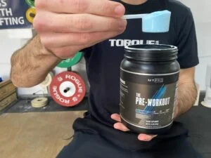 scoop of myprotein pre workout