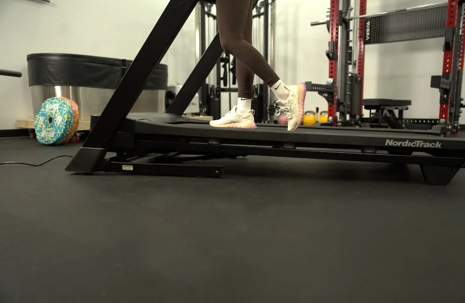 The 60-inch by 20-inch running deck of the NordicTrack T Series 10 Treadmill