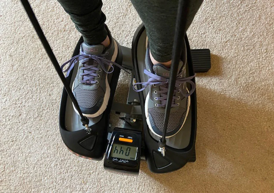 Sportsroyal mini stair stepper in use with bands