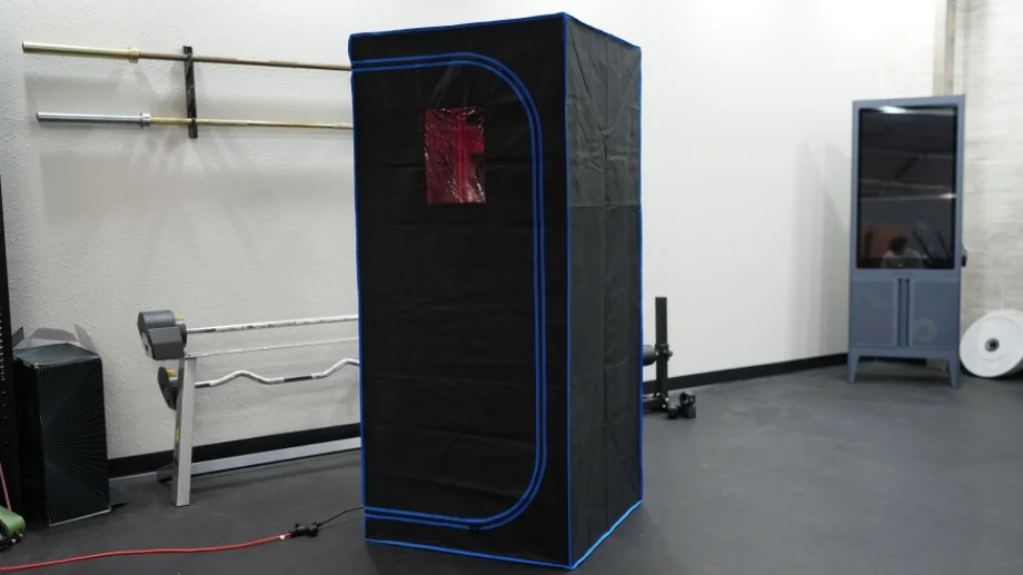 Full view from the outside of a SereneLife Full Size Portable Infrared Sauna.