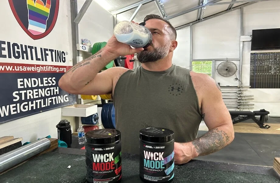 Our tester enjoying a serving of Jacked Factory Wick Mode pre-workout