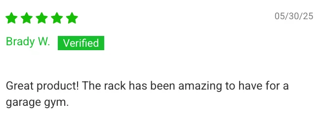 A screenshot of a review for the Giant Lifting Garage Gym 2.0 With Lat/Low Row
