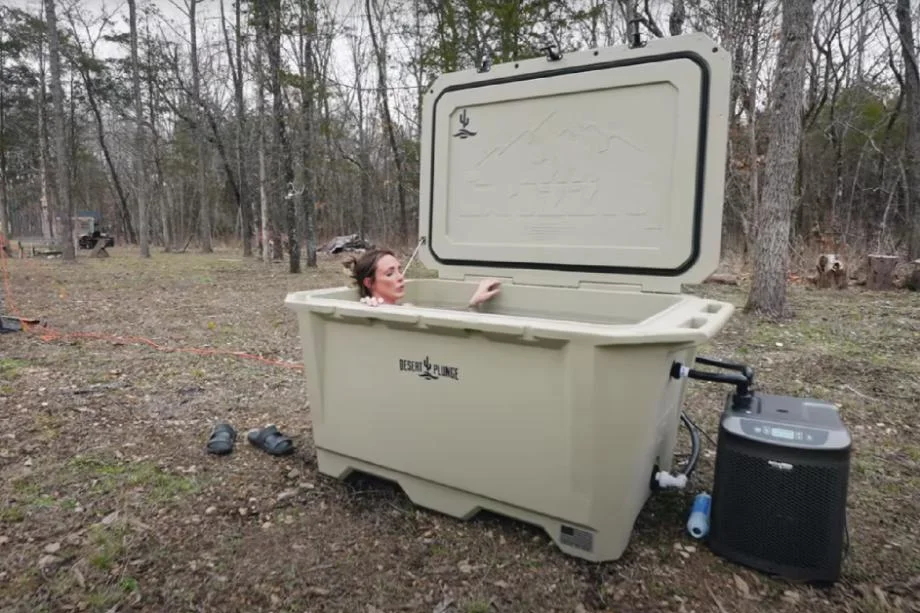 The Desert Cold Plunge Tub in use