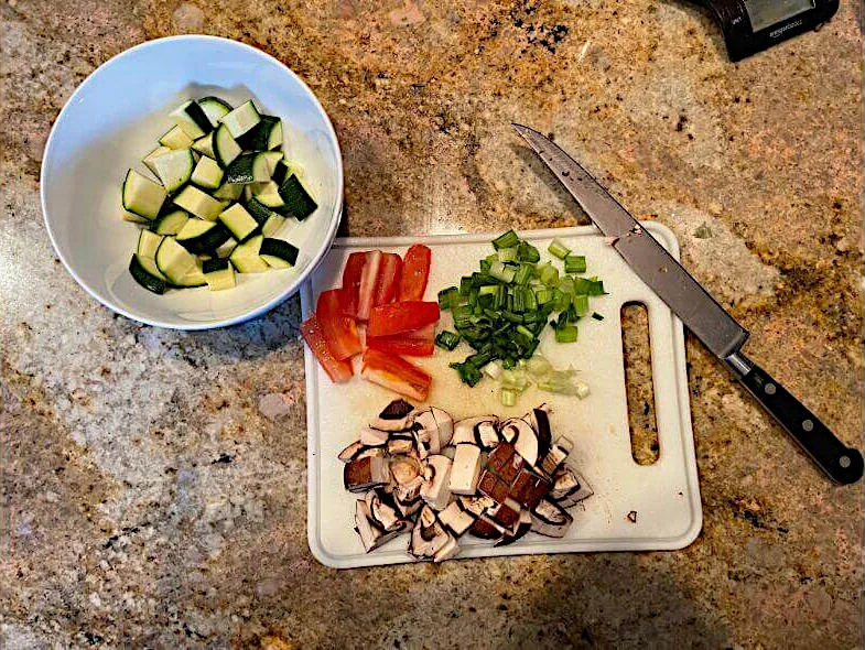 Prep work for a meal from Green Chef