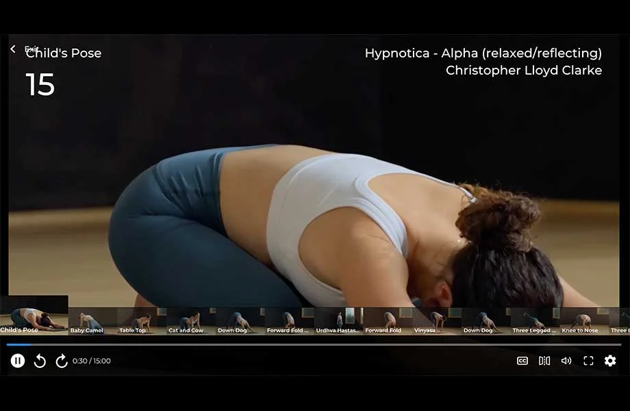 Down Dog yoga app screenshot of yoga workout