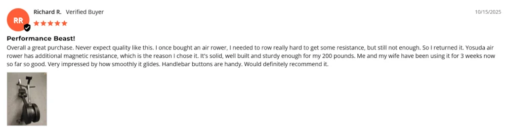 Online customer reviews for the YOSUDA Air Magnetic Rowing Machine Pro