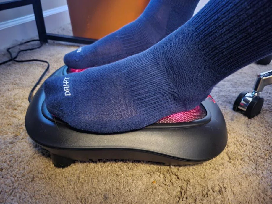 Side view of the Nekteck Foot Massager in heat mode.