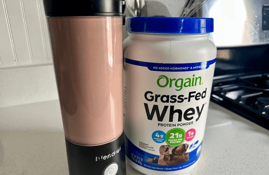 Our tester's fully-blended shake of Orgain Grass-Fed Whey Protein