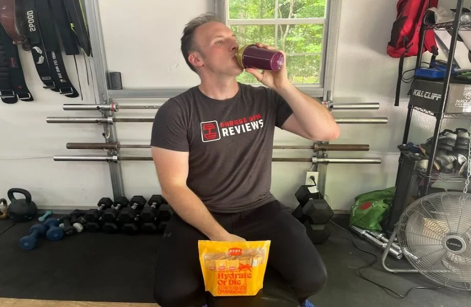 Our tester drinking a serving of BUBS Naturals Hydrate or Die