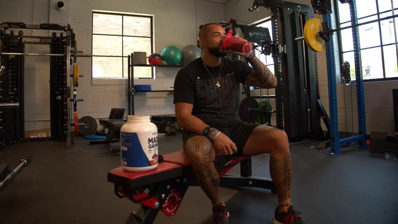 our tester drinking nutricost mass gainer