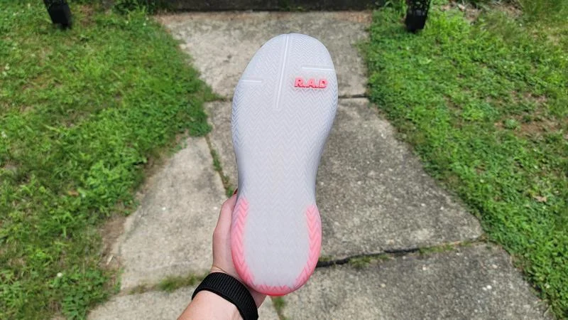A close look at the tread on a RAD One V2 training shoe