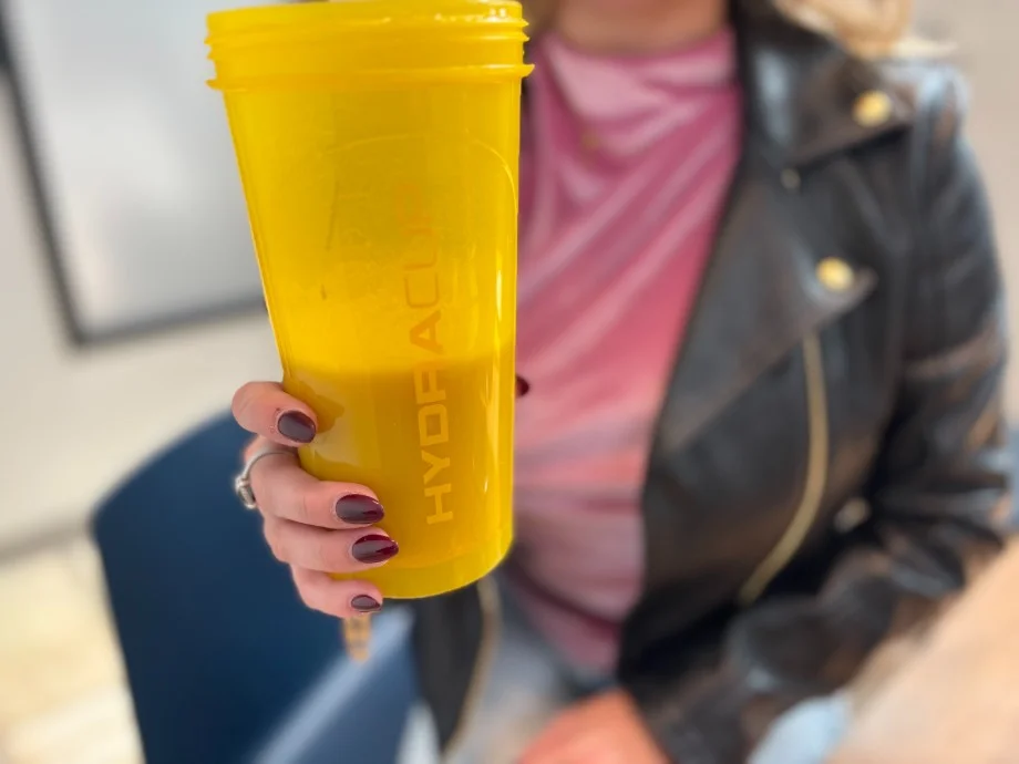 holding swolverine plant protein in a shaker cup