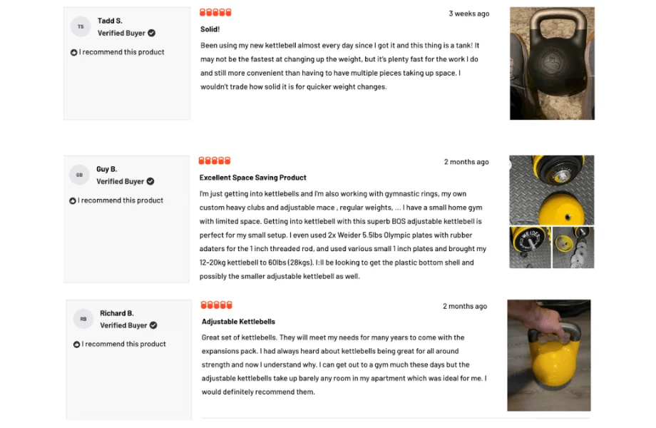 Online customer reviews for the Bells of Steel Adjustable Competition Style Kettlebell