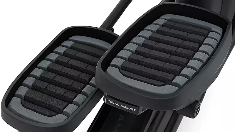 Close-up shot of the auto-adjusting pedals on the NordicTrack AirGlide 16 Elliptical