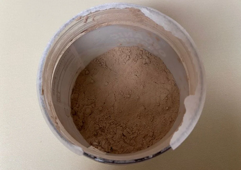 Looking down into a container of Purely Inspired Organic Protein.