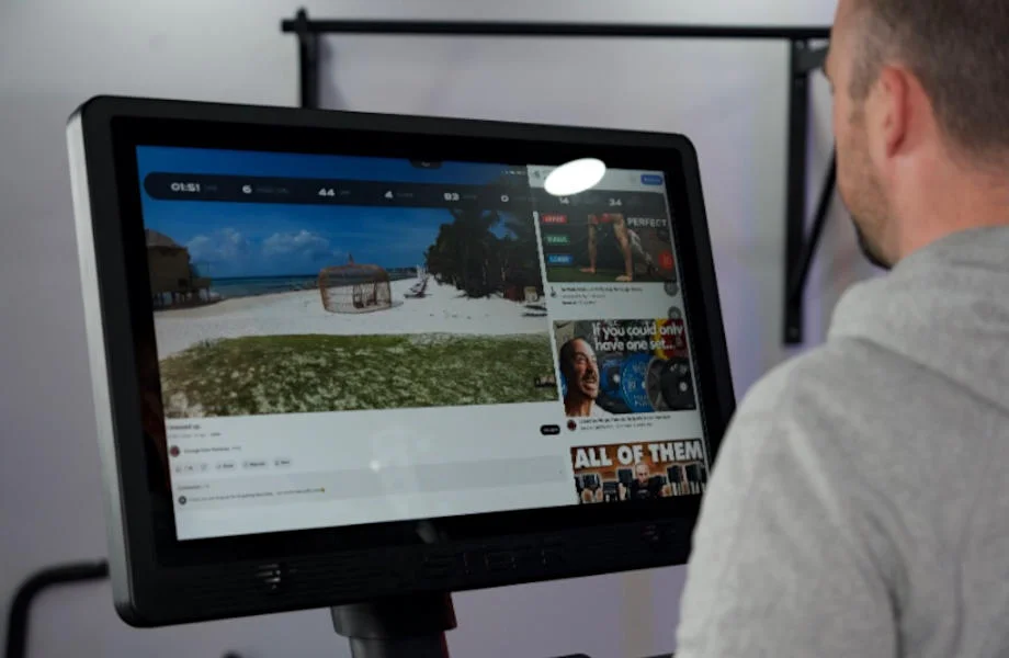 Touchscreen on the STEPR stair climber.