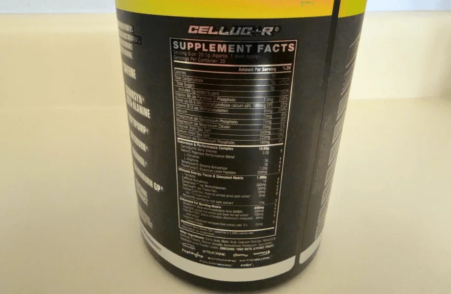 Cellucor C4 Ultimate Shred pre-workout supplement facts