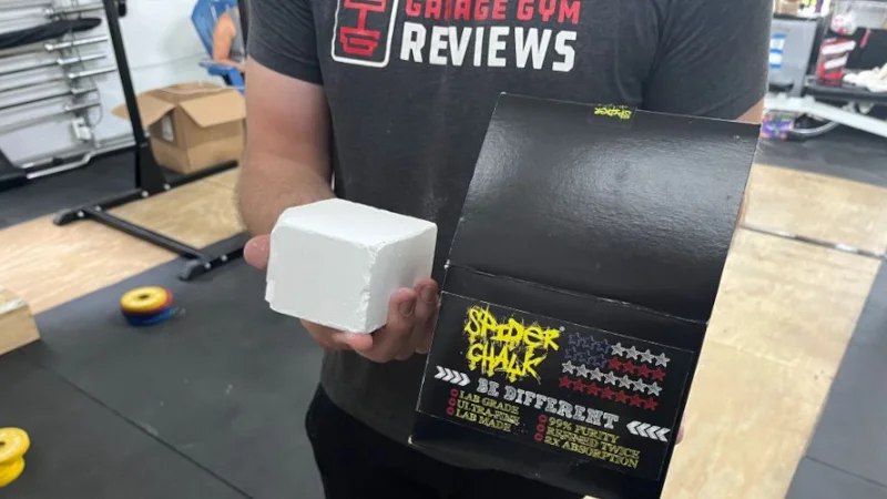 Our tester holding a block of Spider Chalk.