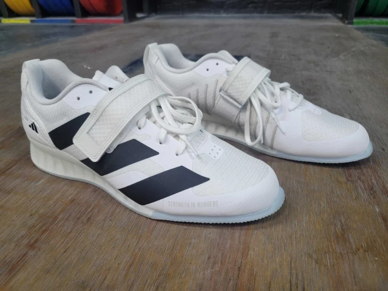 A pair of adidas Adipower III gym shoes