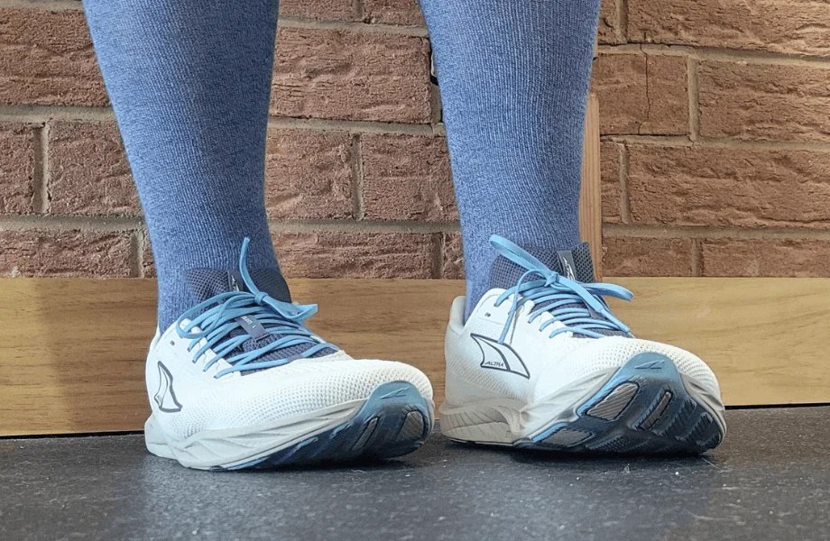 Our tester in a pair of Altra Escalante 4 running shoes