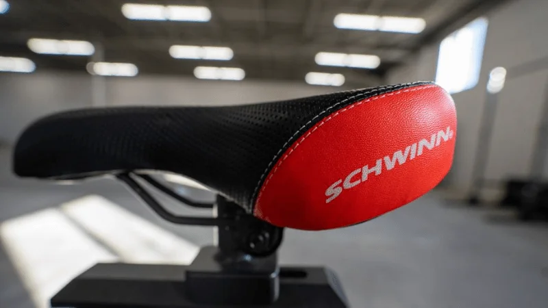 The cycling-style seat found on the Schwinn IC4 exercise bike