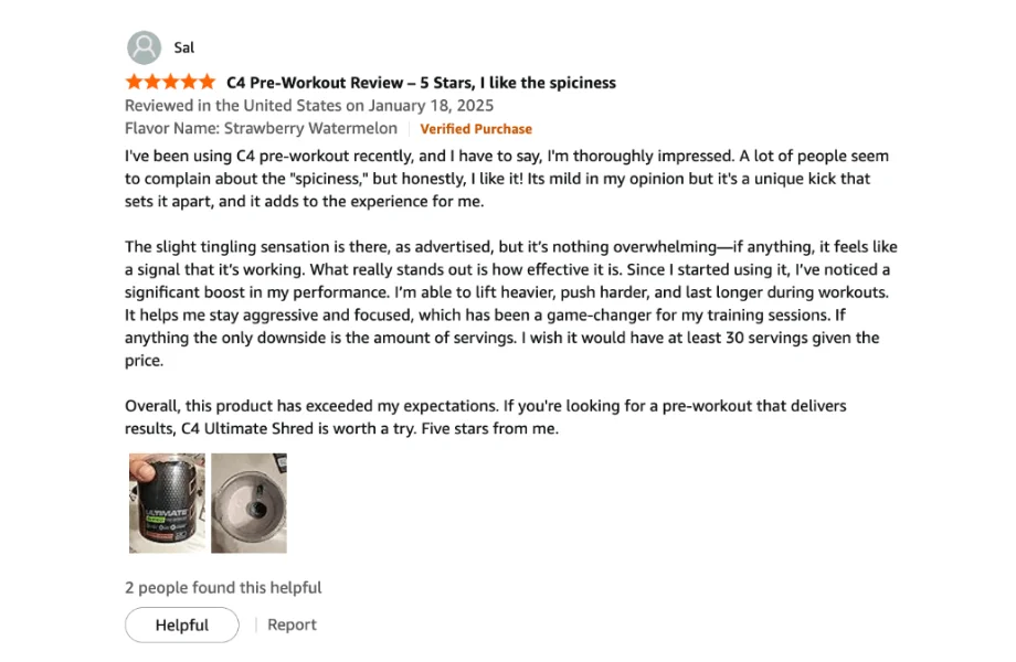 Online customer reviews for Cellucor's C4 Ultimate Shred pre-workout