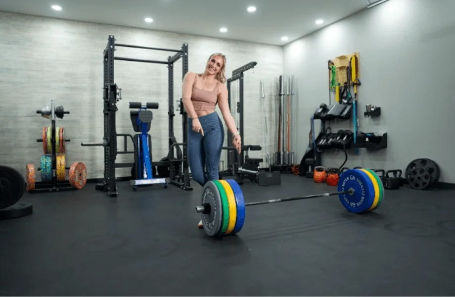 Our tester deadlifting with Major Fitness Low Bounce Bumper Plates