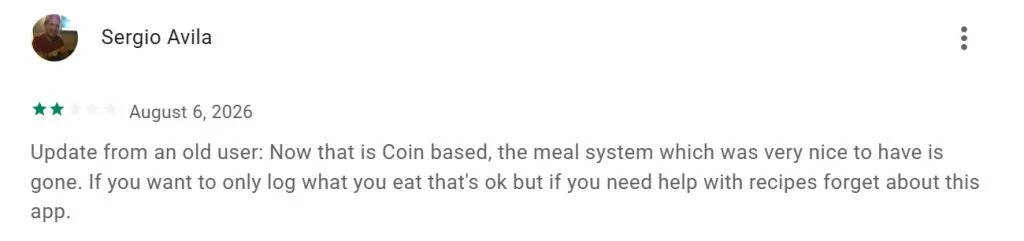 A review of the fitia app on the Google Play Store